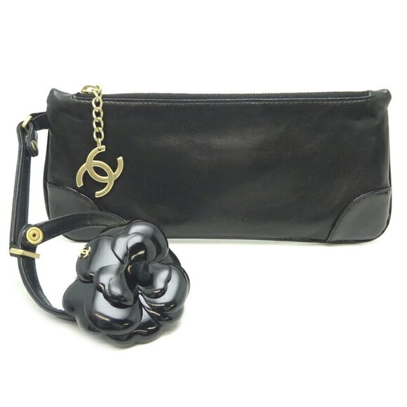 CHANEL Black Leather Pouch - Picture 1 of 8